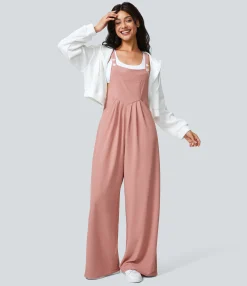 Jumpsuits<HALARA Adjustable Strap Button Multiple Pockets Waffle Casual Overalls
