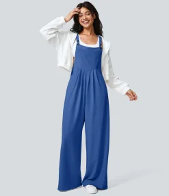 Jumpsuits<HALARA Adjustable Strap Button Multiple Pockets Waffle Casual Overalls