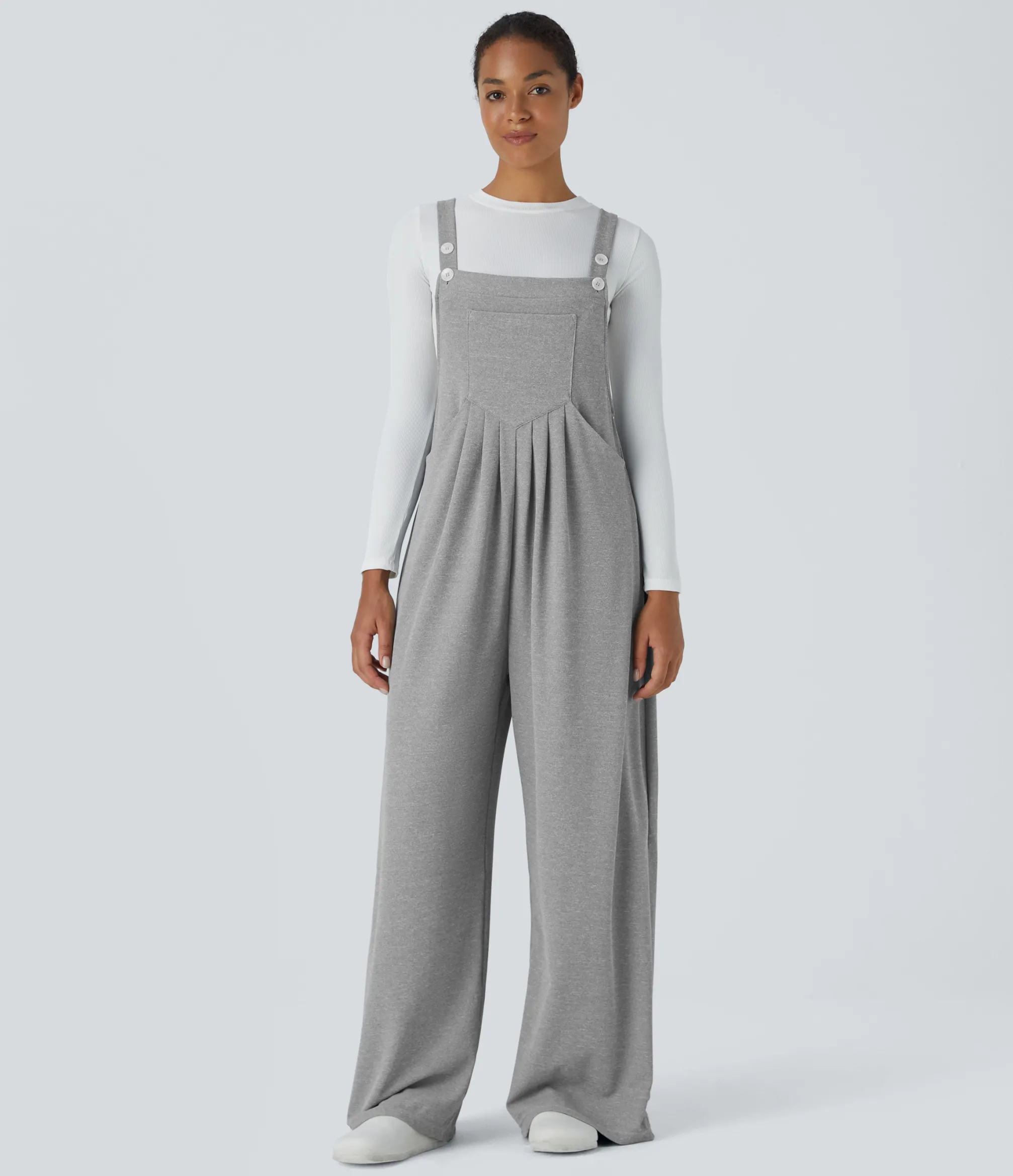 Jumpsuits<HALARA Adjustable Strap Button Multiple Pockets Waffle Casual Overalls