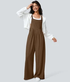Jumpsuits<HALARA Adjustable Strap Button Multiple Pockets Waffle Casual Overalls