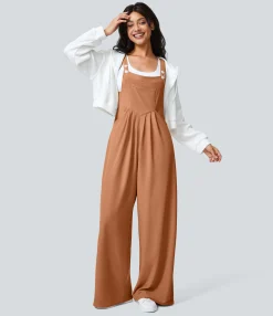Jumpsuits<HALARA Adjustable Strap Button Multiple Pockets Waffle Casual Overalls