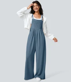 Jumpsuits<HALARA Adjustable Strap Button Multiple Pockets Waffle Casual Overalls