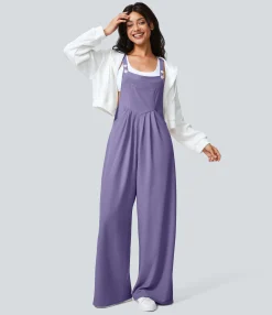 Jumpsuits<HALARA Adjustable Strap Button Multiple Pockets Waffle Casual Overalls