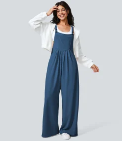 Jumpsuits<HALARA Adjustable Strap Button Multiple Pockets Waffle Casual Overalls