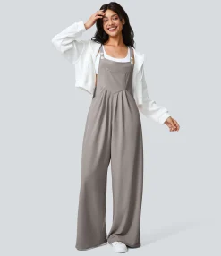 Jumpsuits<HALARA Adjustable Strap Button Multiple Pockets Waffle Casual Overalls