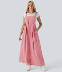 Jumpsuits<HALARA Adjustable Tie Pocket Flowy Casual Linen-Feel Jumpsuit