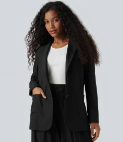 Jackets & Outerwear<HALARA Anti-Wrinkle Notched Collar Long Sleeve Work Linen-Feel Blazer with Pockets