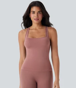 Tank Tops & Camis|Tank Tops<HALARA Backelss Racerback Cut Out Yoga Tank Top