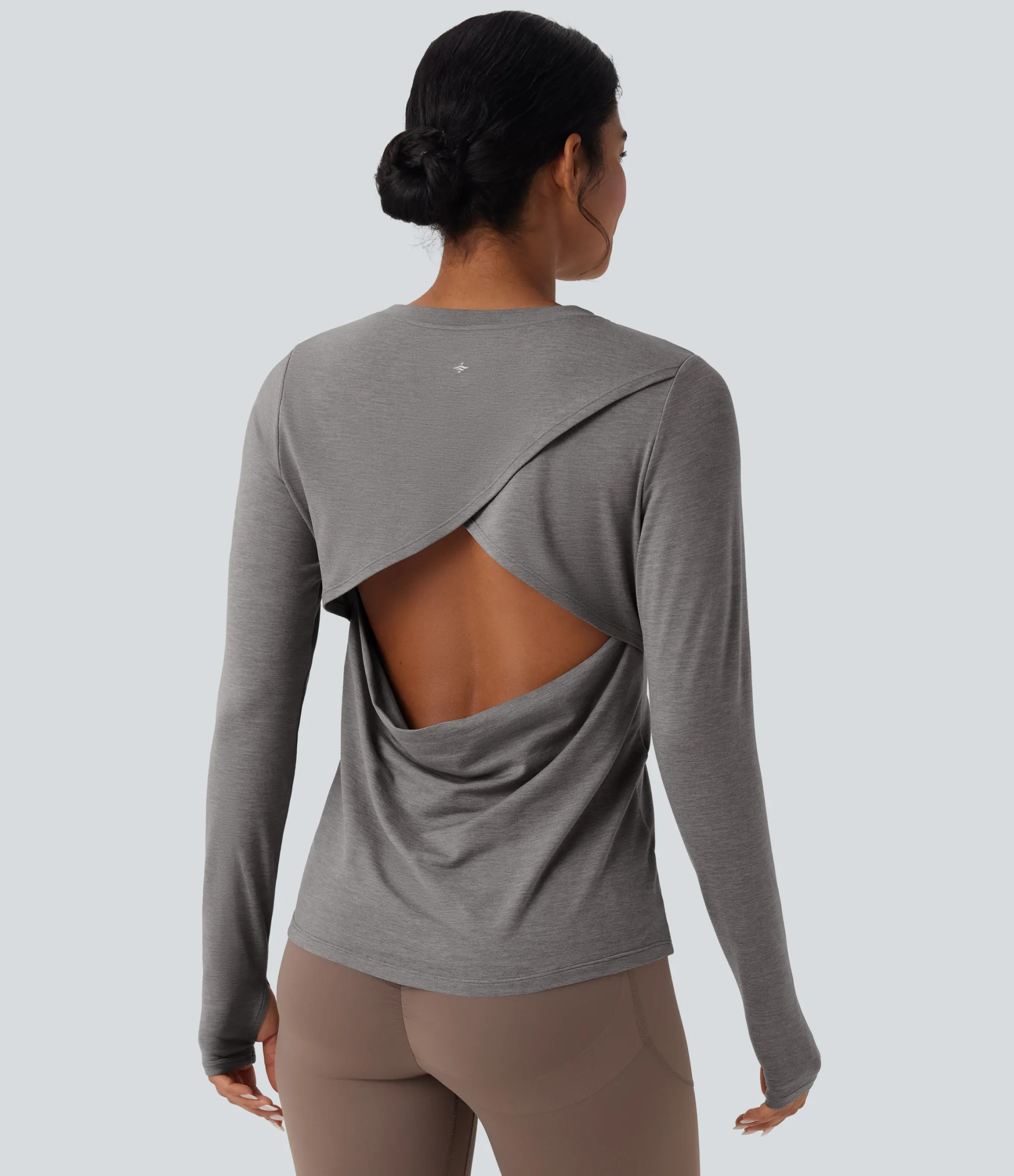 Sports Tops|Sports Tops<HALARA Backless Long Sleeve Thumb Hole Yoga Sports Top