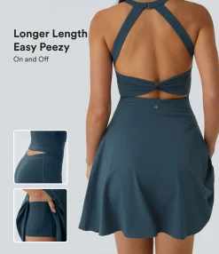 Mini Dresses|Active Dresses<HALARA Backless Twisted Flare Dance Active Dress-Longer Length-Easy Peezy Edition