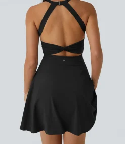 Mini Dresses|Active Dresses<HALARA Backless Twisted Flare Dance Active Dress-Longer Length-Easy Peezy Edition