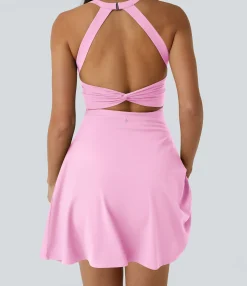 Mini Dresses|Active Dresses<HALARA Backless Twisted Flare Dance Active Dress-Longer Length-Easy Peezy Edition