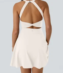 Mini Dresses|Active Dresses<HALARA Backless Twisted Flare Dance Active Dress-Longer Length-Easy Peezy Edition