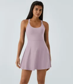 Mini Dresses|Active Dresses<HALARA Backless Twisted Flare Dance Active Dress-Longer Length-Easy Peezy Edition