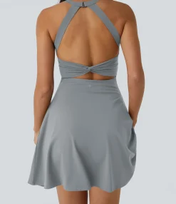 Mini Dresses|Active Dresses<HALARA Backless Twisted Flare Dance Active Dress-Longer Length-Easy Peezy Edition