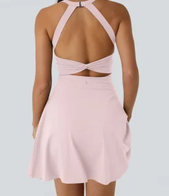 Mini Dresses|Active Dresses<HALARA Backless Twisted Flare Dance Active Dress-Longer Length-Easy Peezy Edition