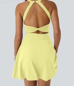 Mini Dresses|Active Dresses<HALARA Backless Twisted Flare Dance Active Dress-Longer Length-Easy Peezy Edition