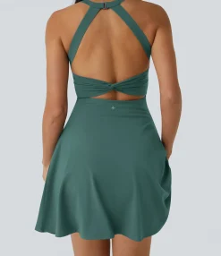 Mini Dresses|Active Dresses<HALARA Backless Twisted Flare Dance Active Dress-Longer Length-Easy Peezy Edition