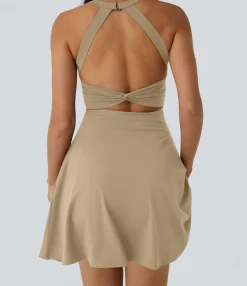 Mini Dresses|Active Dresses<HALARA Backless Twisted Flare Dance Active Dress-Longer Length-Easy Peezy Edition