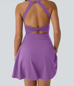 Mini Dresses|Active Dresses<HALARA Backless Twisted Flare Dance Active Dress-Longer Length-Easy Peezy Edition