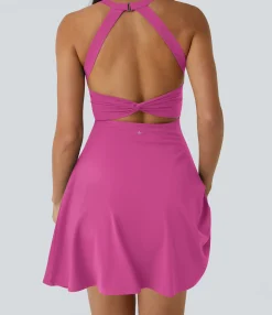 Mini Dresses|Active Dresses<HALARA Backless Twisted Flare Dance Active Dress-Longer Length-Easy Peezy Edition