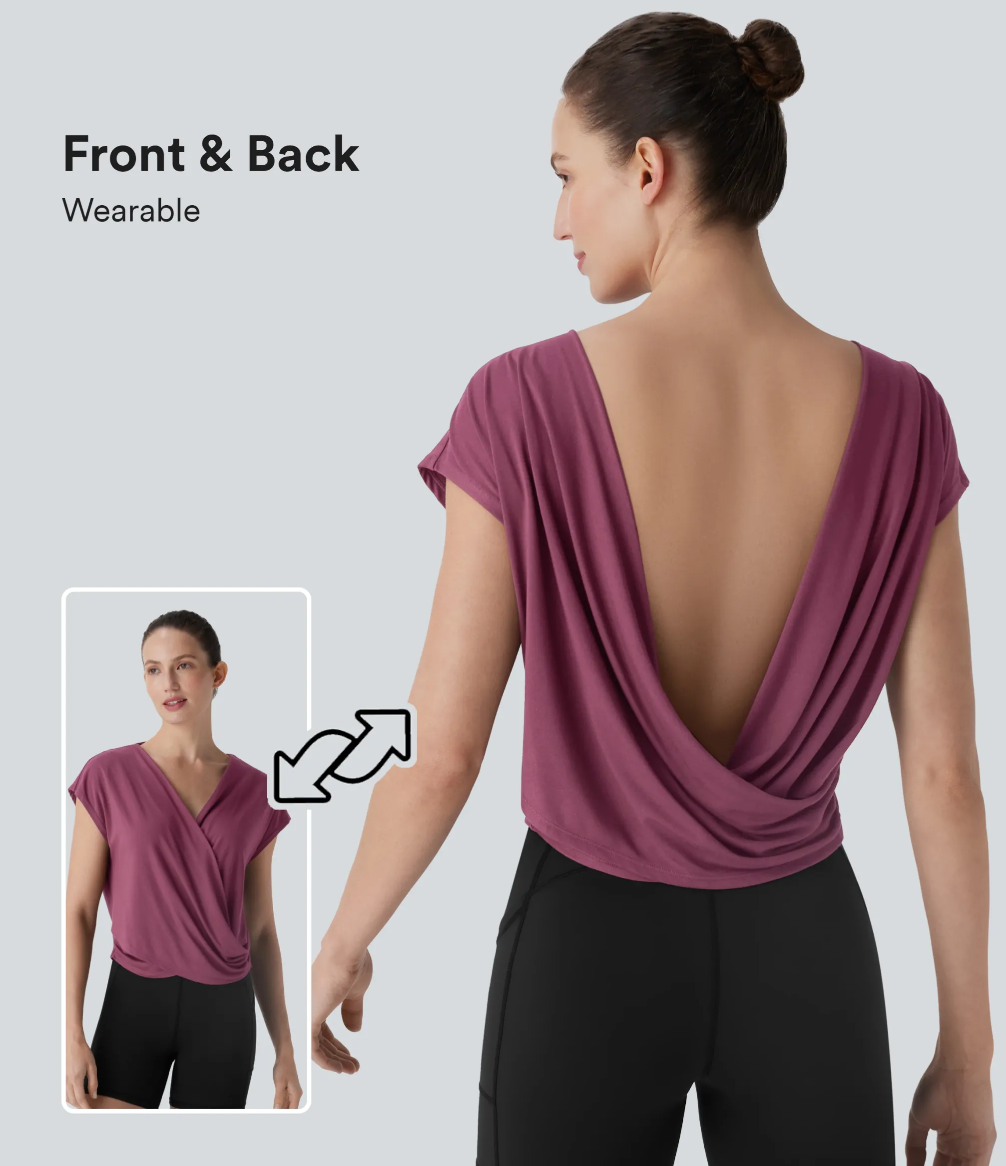 Sports Tops|Sports Tops<HALARA Batwing Sleeve Yoga Sports Top-Front and Back Wearable