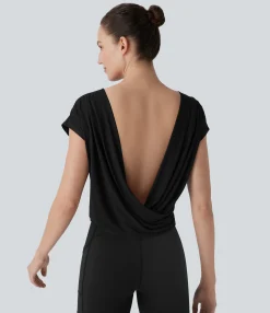 Sports Tops|Sports Tops<HALARA Batwing Sleeve Yoga Sports Top-Front and Back Wearable