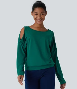 Casual Tops<HALARA Boat Neck Long Sleeve Cut Out Relaxed Casual Top