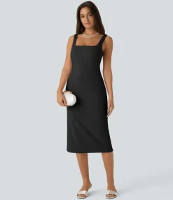 Dresses|Party Dresses<HALARA Bodycon Built-in Mesh Shapewear Midi Tank Dress