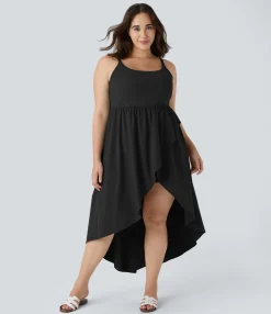 Flowy Dresses|Plus Size<HALARA Breezeful™ Asymmetric Crossover Hem 2-Piece Pocket Flowy Midi Quick Dry Casual Plus Size Dress