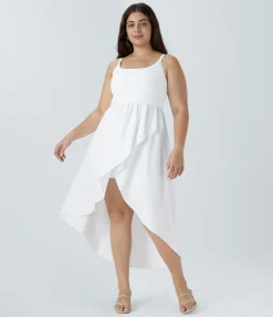 Flowy Dresses|Plus Size<HALARA Breezeful™ Asymmetric Crossover Hem 2-Piece Pocket Flowy Midi Quick Dry Casual Plus Size Dress