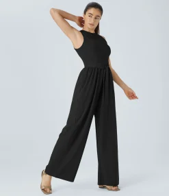 Jumpsuits<HALARA Breezeful™ Back Sleeveless Tie Pocket Wide Leg Quick Dry Casual Jumpsuit