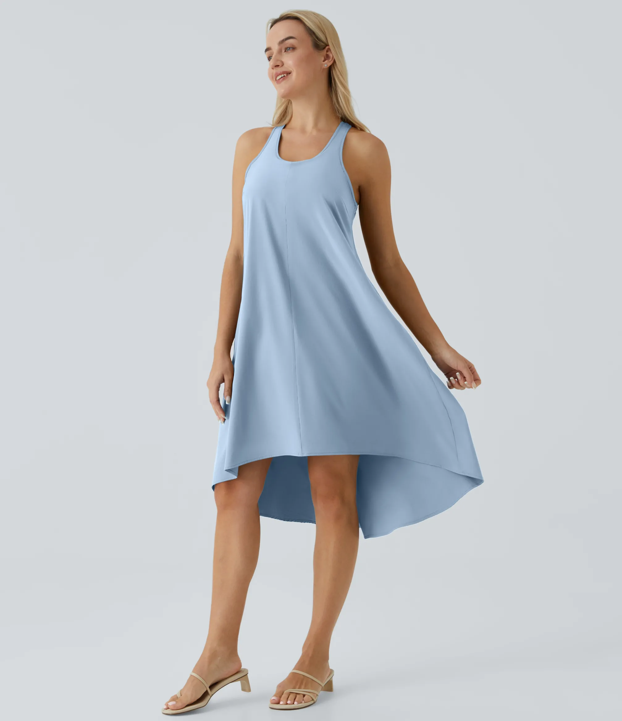 Flowy Dresses|Maxi & Midi Dresses<HALARA Breezeful™ Backless Racerback Side Pocket High Low Flowy Midi Quick Dry Casual Dress
