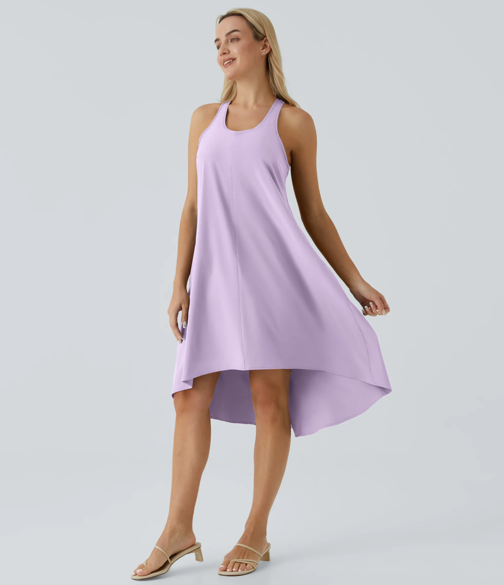 Flowy Dresses|Maxi & Midi Dresses<HALARA Breezeful™ Backless Racerback Side Pocket High Low Flowy Midi Quick Dry Casual Dress