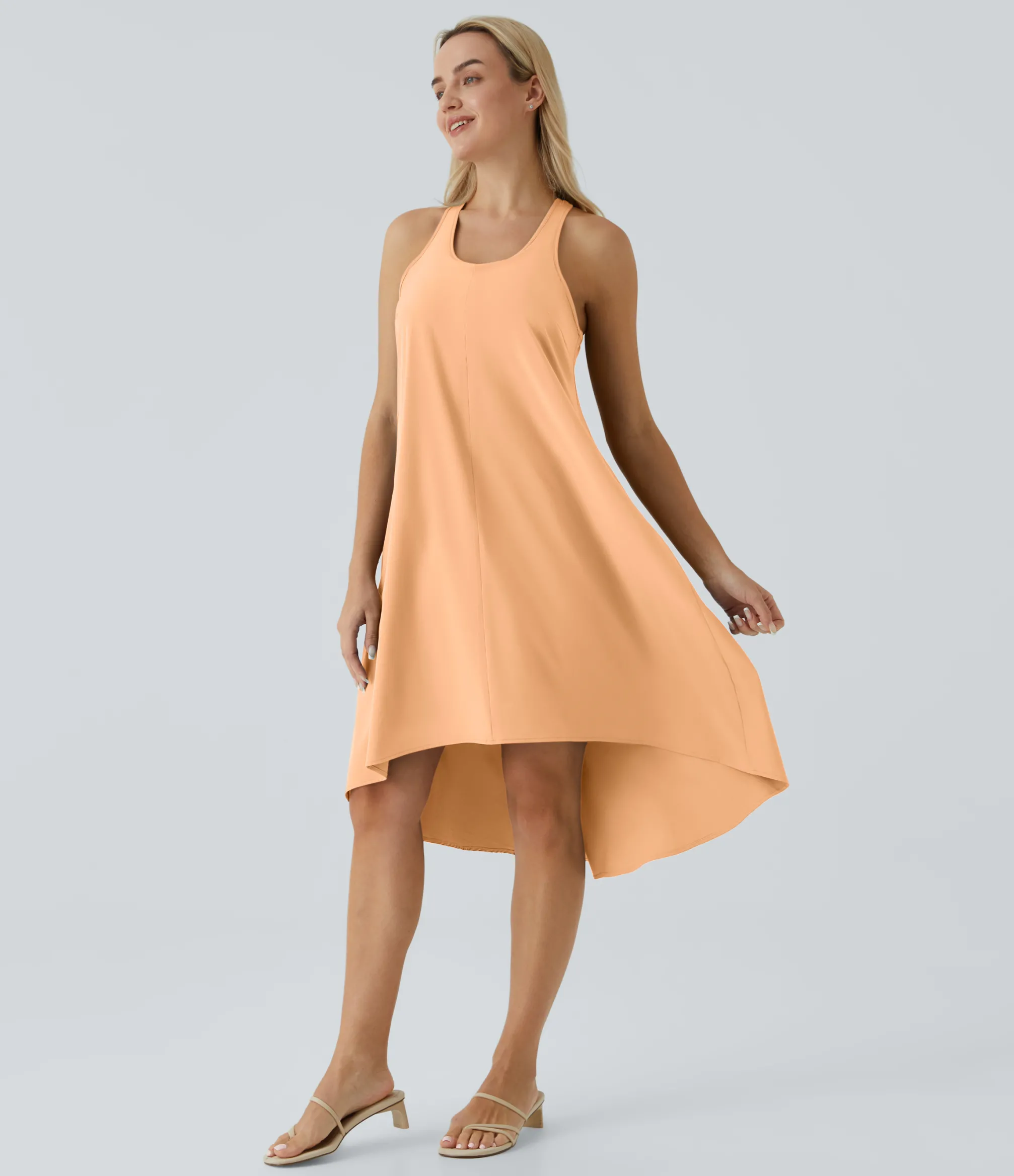 Flowy Dresses|Maxi & Midi Dresses<HALARA Breezeful™ Backless Racerback Side Pocket High Low Flowy Midi Quick Dry Casual Dress