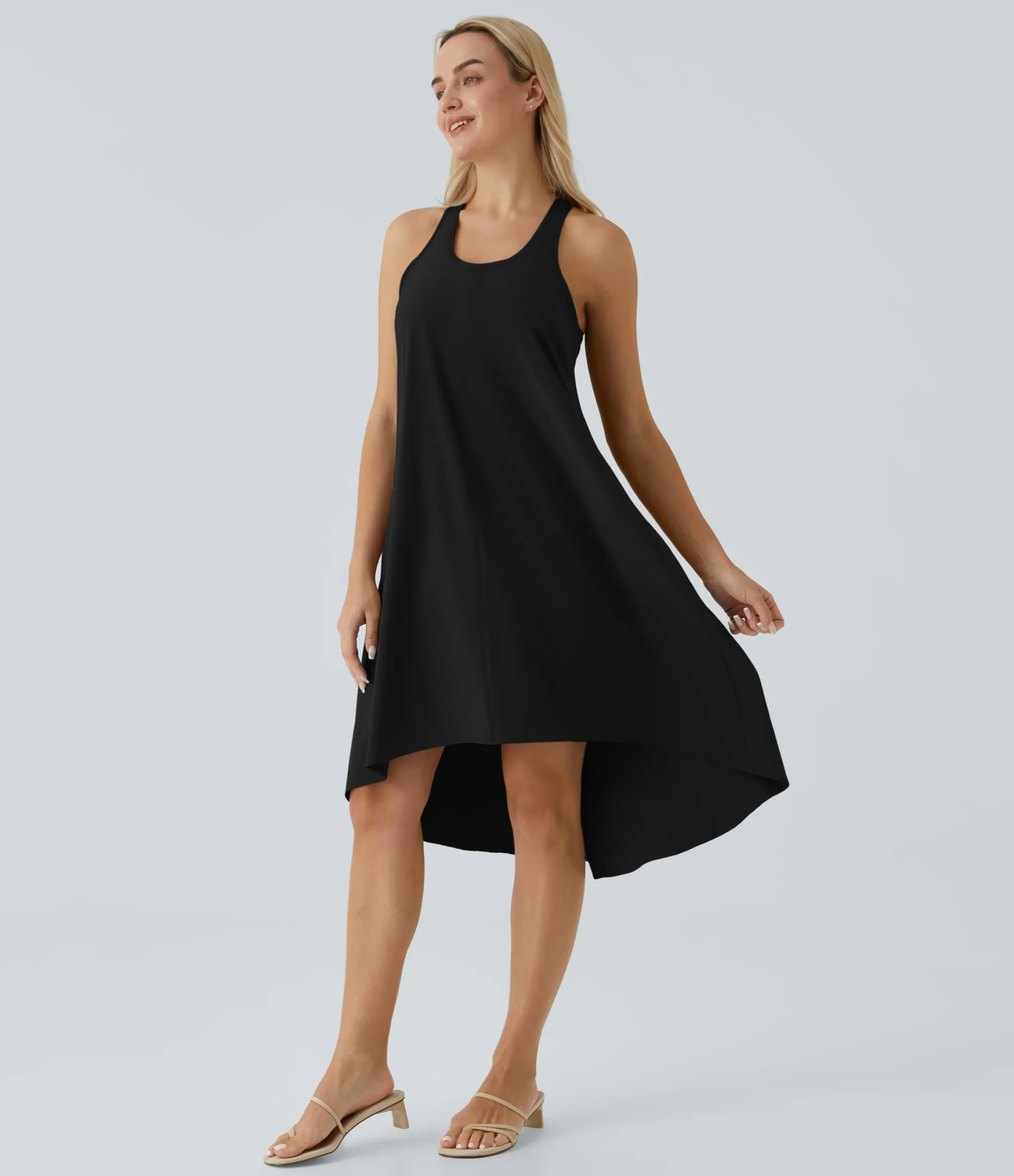 Flowy Dresses|Maxi & Midi Dresses<HALARA Breezeful™ Backless Racerback Side Pocket High Low Flowy Midi Quick Dry Casual Dress