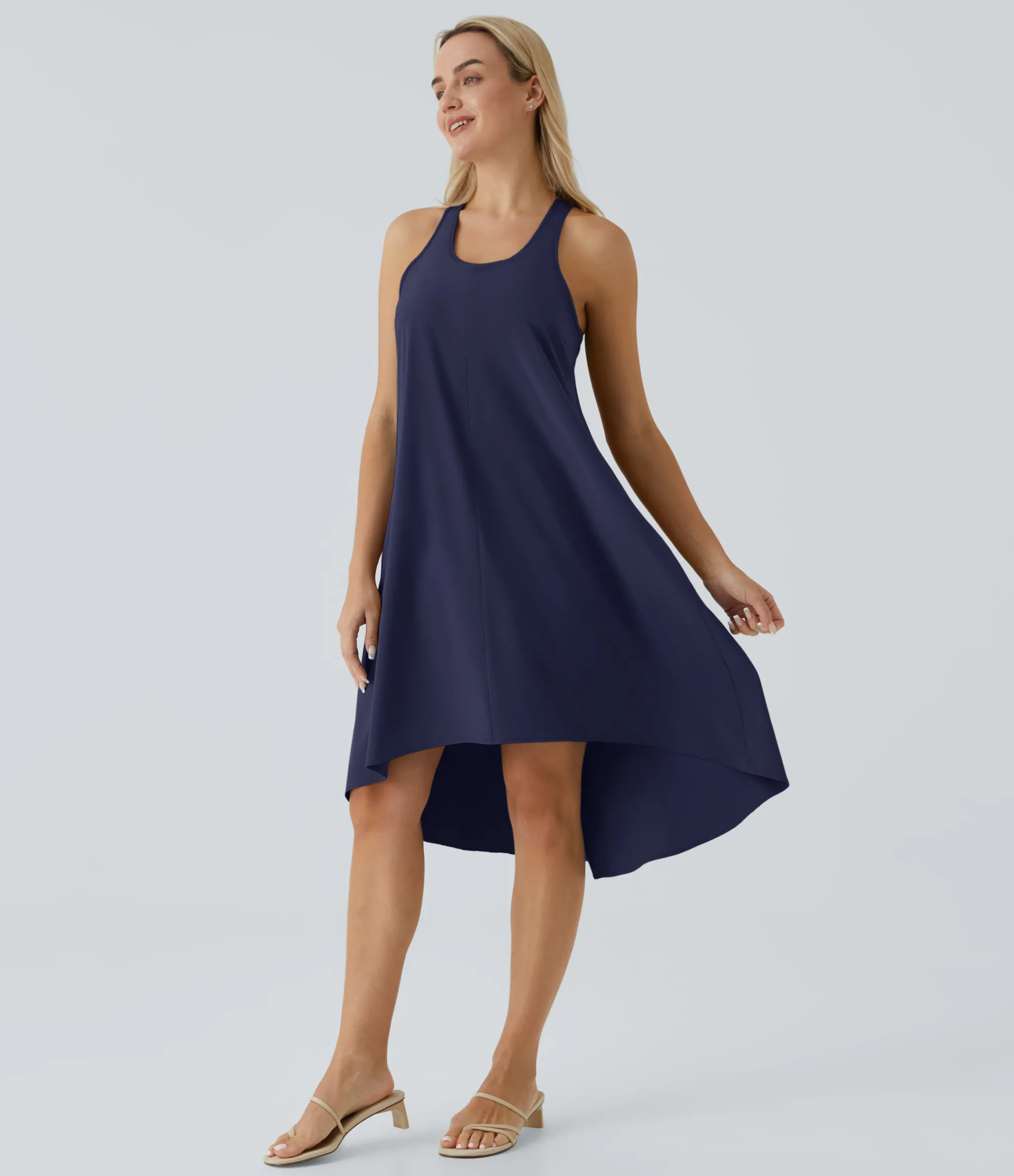 Flowy Dresses|Maxi & Midi Dresses<HALARA Breezeful™ Backless Racerback Side Pocket High Low Flowy Midi Quick Dry Casual Dress