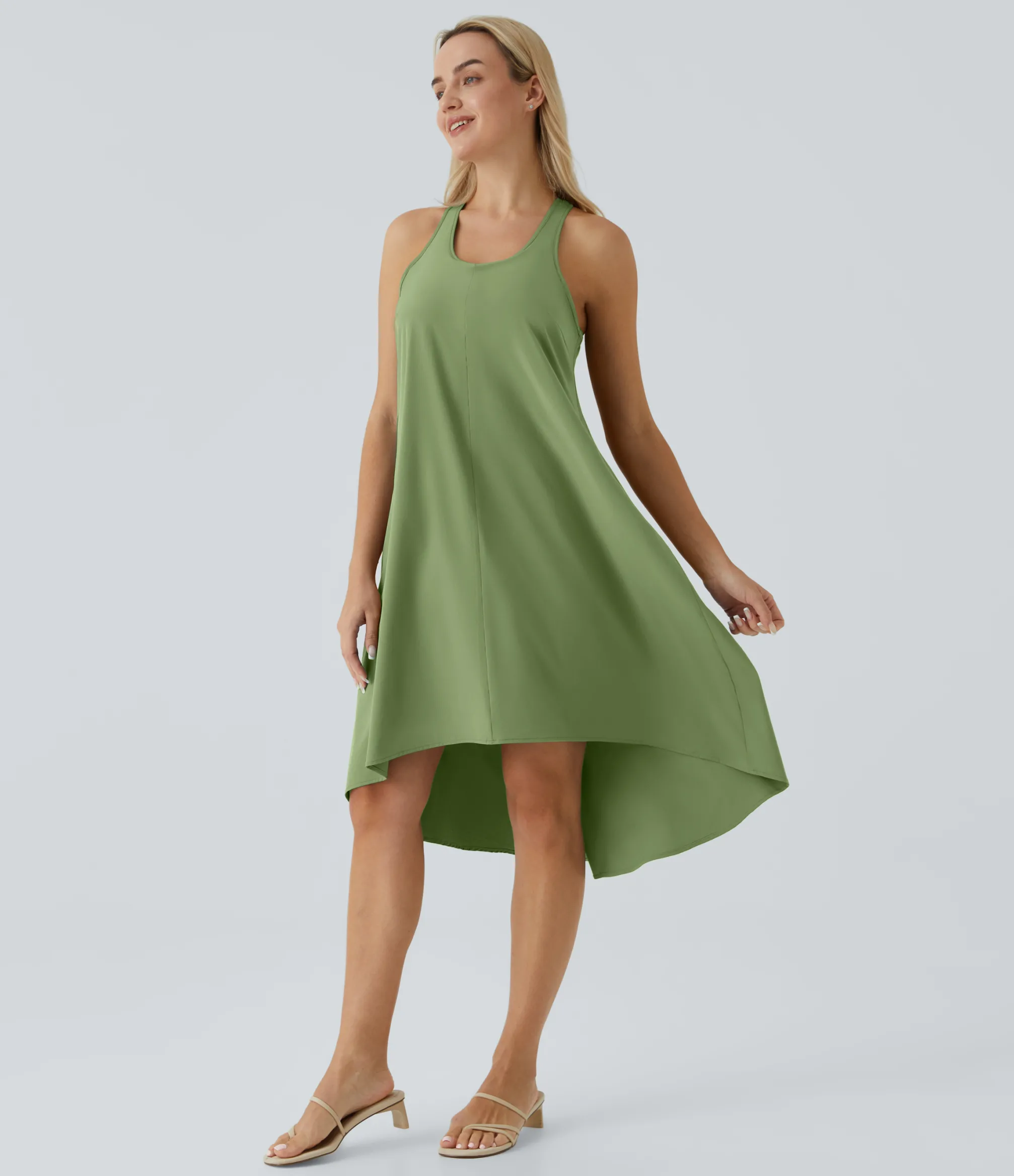 Flowy Dresses|Maxi & Midi Dresses<HALARA Breezeful™ Backless Racerback Side Pocket High Low Flowy Midi Quick Dry Casual Dress