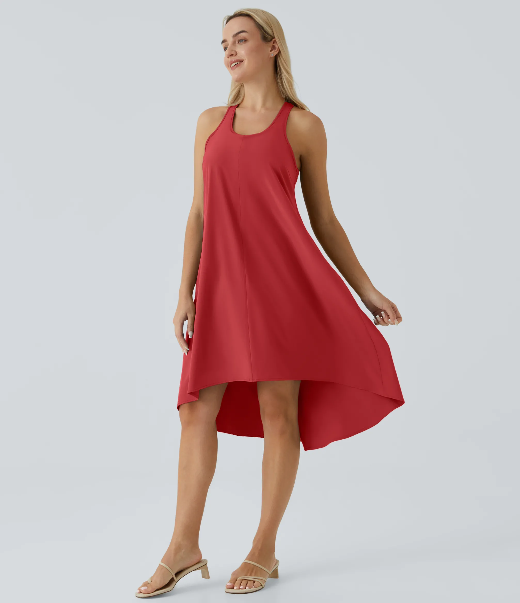 Flowy Dresses|Maxi & Midi Dresses<HALARA Breezeful™ Backless Racerback Side Pocket High Low Flowy Midi Quick Dry Casual Dress