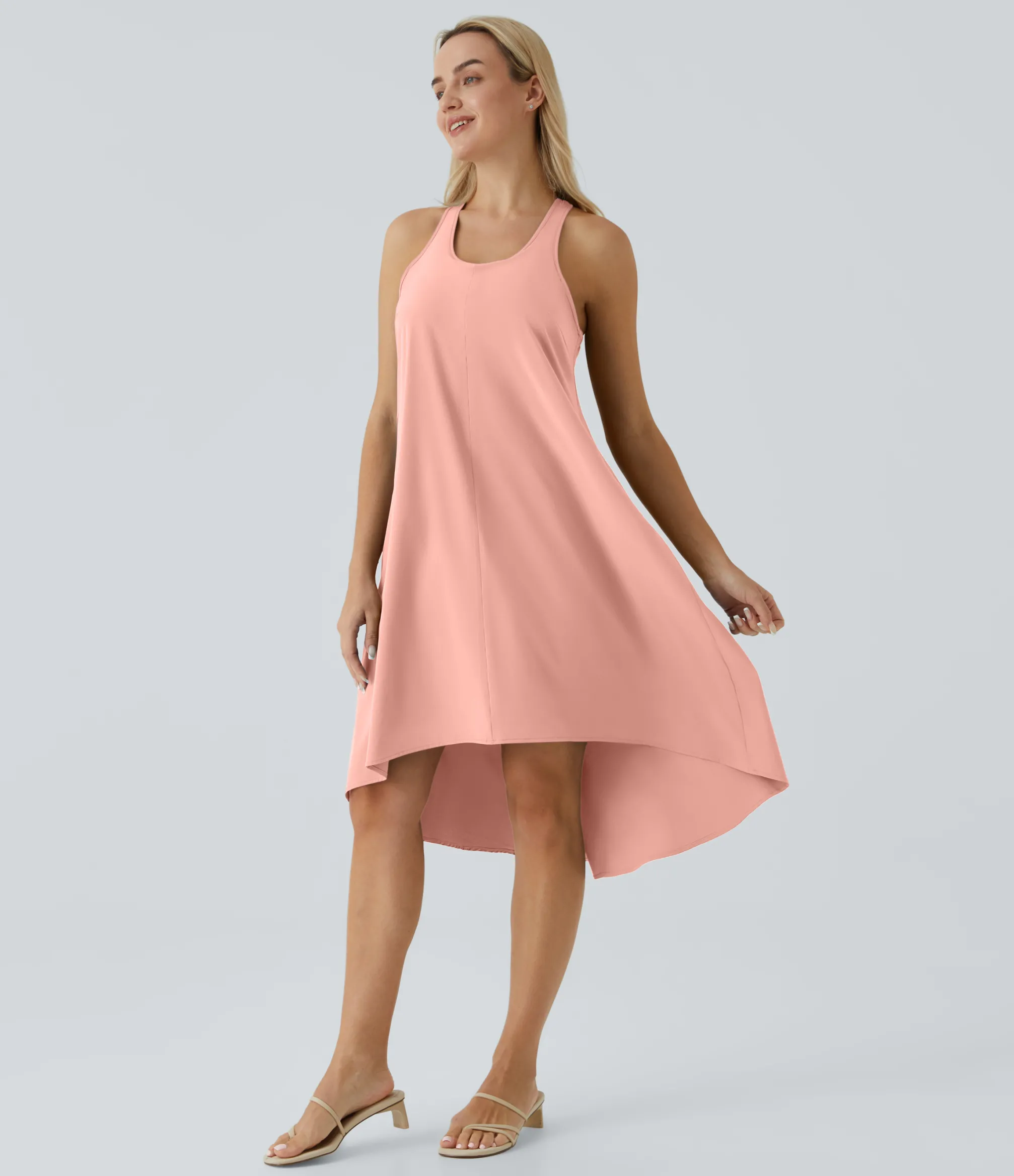 Flowy Dresses|Maxi & Midi Dresses<HALARA Breezeful™ Backless Racerback Side Pocket High Low Flowy Midi Quick Dry Casual Dress