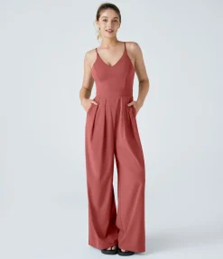 Jumpsuits<HALARA Breezeful™ Backless Side Invisible Zipper Pocket Wide Leg Quick Dry Resort Slip Jumpsuit