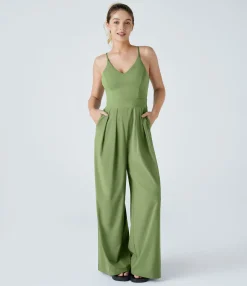Jumpsuits<HALARA Breezeful™ Backless Side Invisible Zipper Pocket Wide Leg Quick Dry Resort Slip Jumpsuit