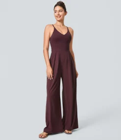 Jumpsuits<HALARA Breezeful™ Backless Side Invisible Zipper Pocket Wide Leg Quick Dry Resort Slip Jumpsuit