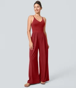 Jumpsuits<HALARA Breezeful™ Backless Side Invisible Zipper Pocket Wide Leg Quick Dry Resort Slip Jumpsuit