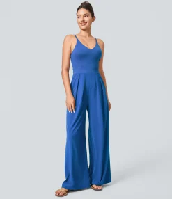 Jumpsuits<HALARA Breezeful™ Backless Side Invisible Zipper Pocket Wide Leg Quick Dry Resort Slip Jumpsuit