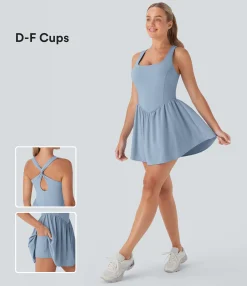Flowy Dresses|Active Dresses<HALARA Breezeful™ Corset 2-in-1 Pocket Mini Quick Dry Flowy Pickleball Active Dress-D/DD/DDD/F Cups