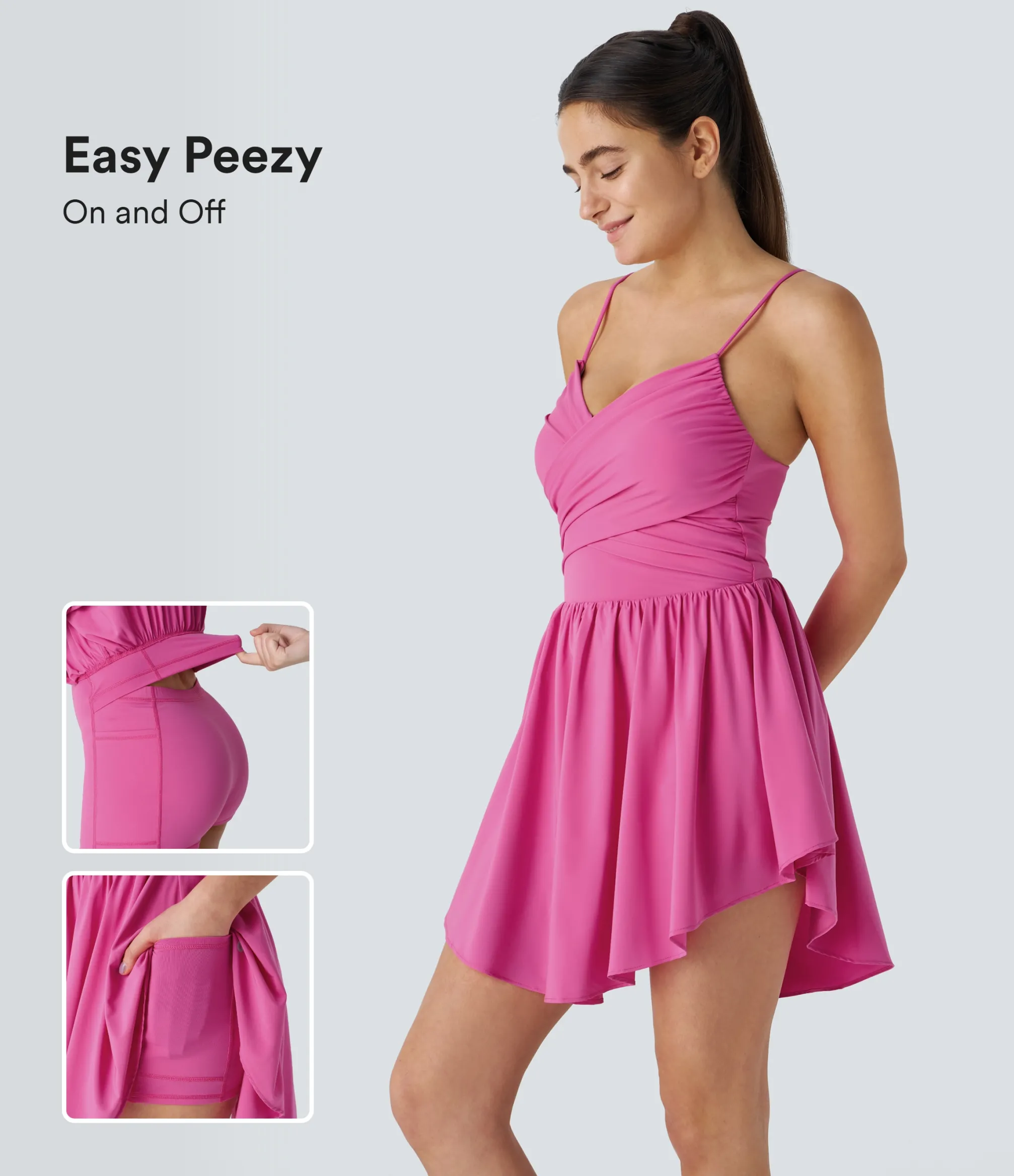 Dresses|Mini Dresses<HALARA Breezeful™ Curved Hem 2-in-1 Pocket Quick Dry Mini Active Dress-Easy Peezy Edition