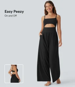 Jumpsuits<HALARA Breezeful™ Cut Out Quick Dry Yoga Jumpsuit with Pockets-Easy Peezy Edition