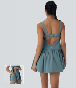 Flowy Dresses|Mini Dresses<HALARA Breezeful™ Cut Out Ruched 2 Piece Mini Quick Dry Pickleball Active Dress with Pocket