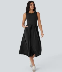 Flowy Dresses|Active Dresses<HALARA Breezeful™ Cut Out Sleeveless Midi Flowy Quick Dry Camping Active Dress with Pockets